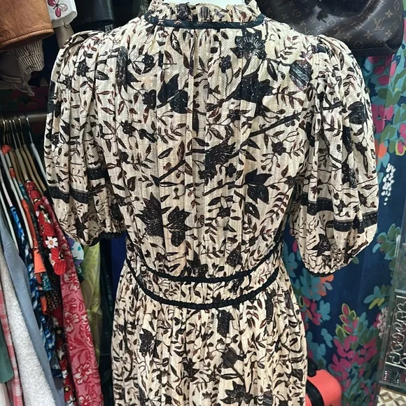 Ulla Johnson Black and Cream Floral Dress - Picture 5 of 6